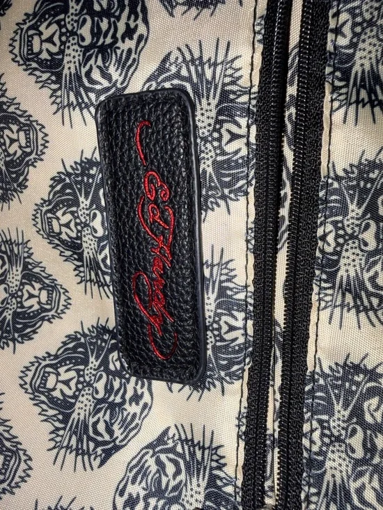 Ed Hardy Leopard Skull Floral Tote Bag in Black and Pink - Picture 2 of 3